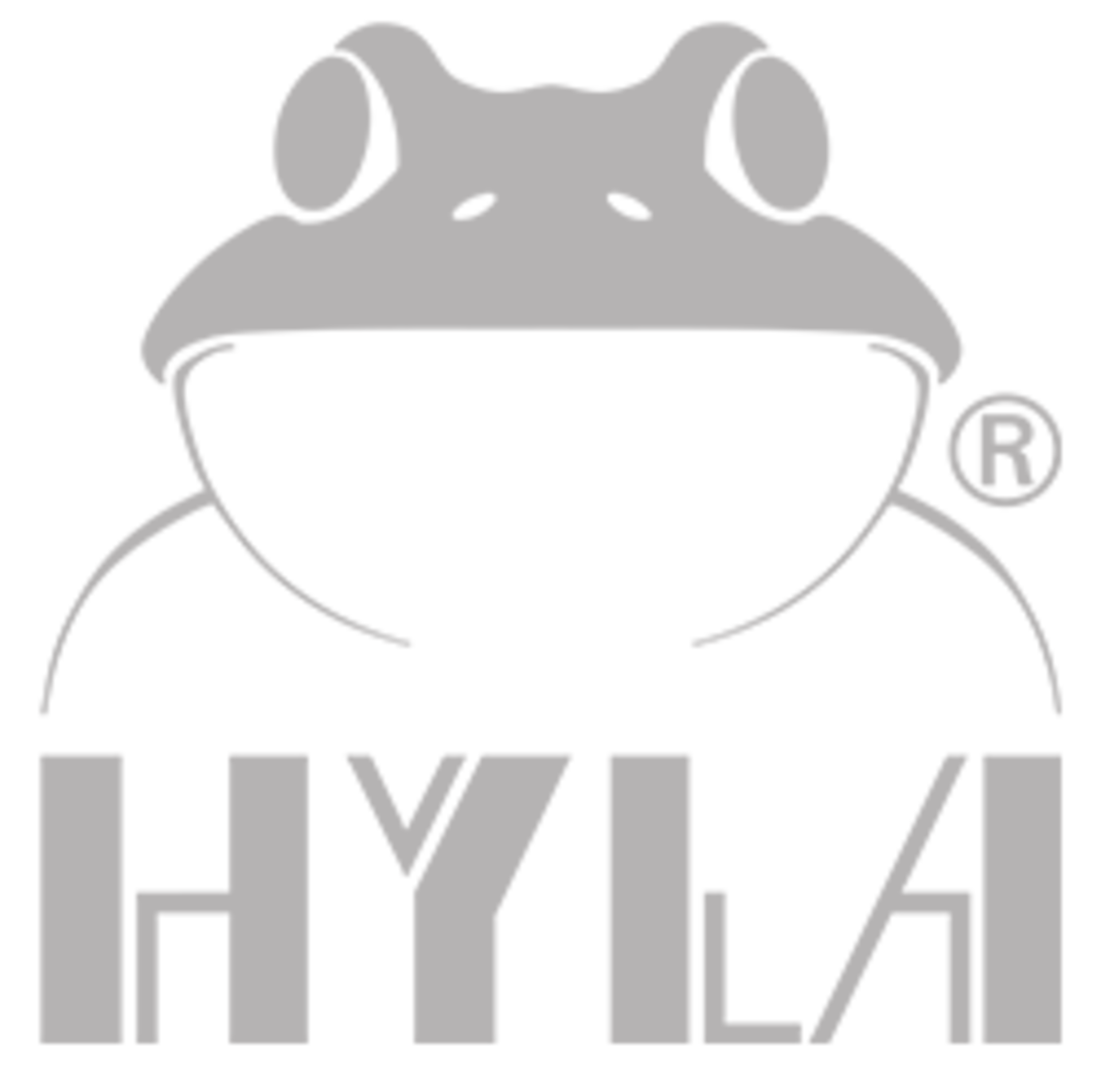 Grauer Frosch mit grauem Schriftzug ,,Hyla''