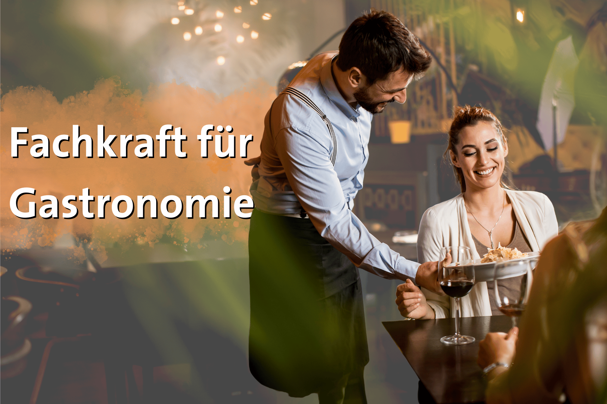 Ein Kellner serviert einem weiblichen gast ihr Essen.